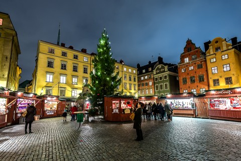 Plaza Stortorget en Navidad, Estocolmo, Suecia